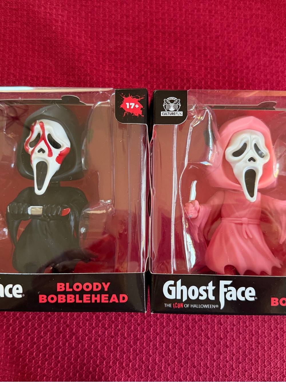 CultureFly Ghost Face Bloody Bobblehead Set of 2 Pink & Black Scream Horror New